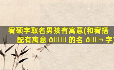 宥硕字取名男孩有寓意(和宥搭配有寓意 🍀 的名 🐬 字)